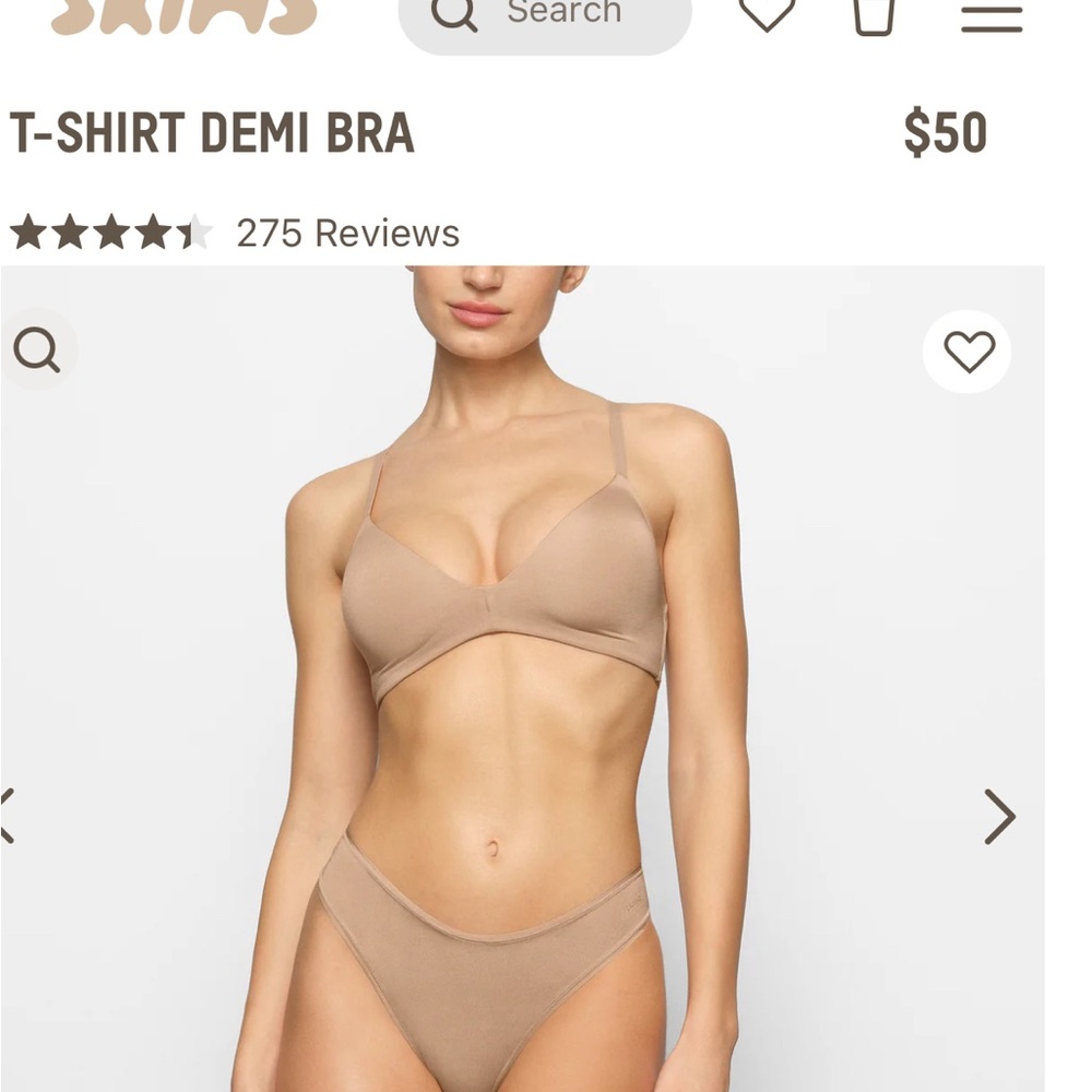 Skims wireless form t shirt Demi bra in Ochre